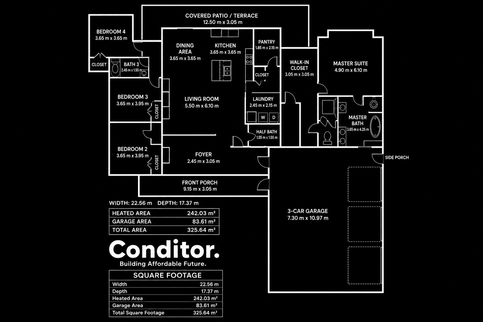 Condotor Alcove floor plan with labeled rooms and dimensions